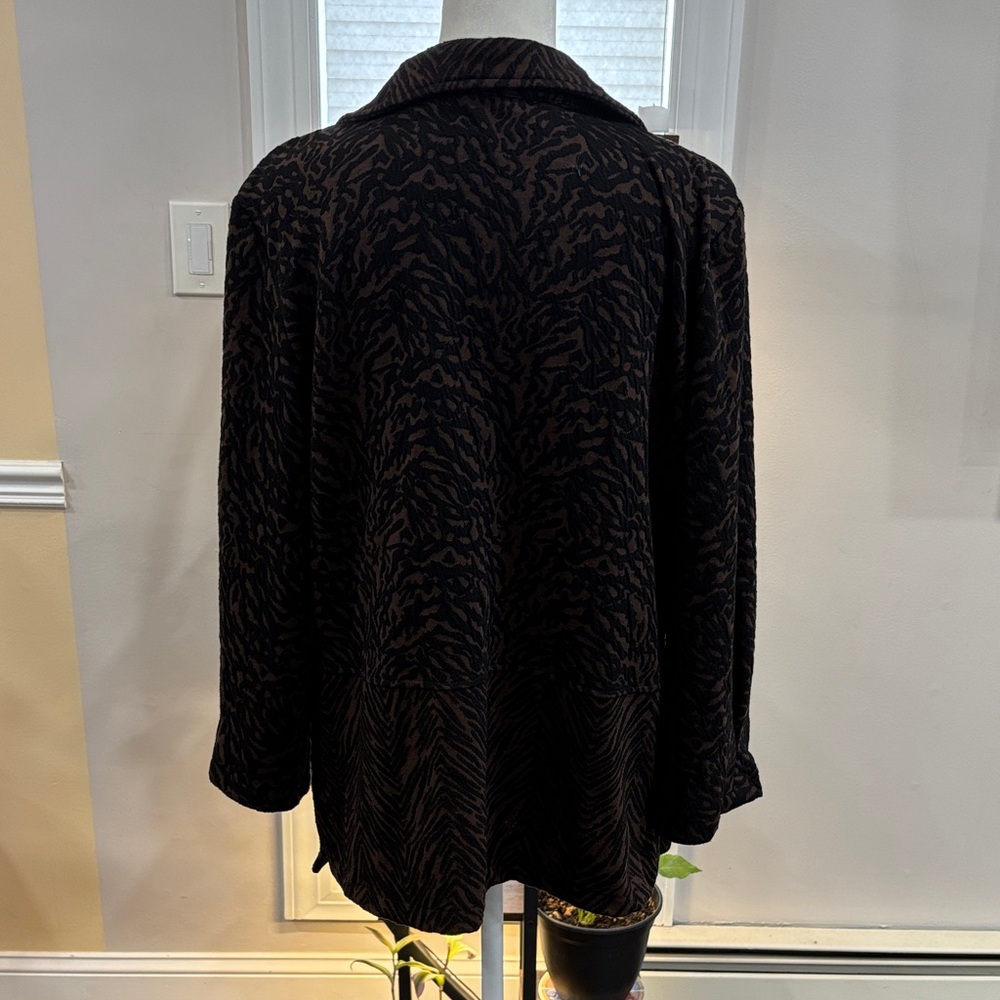 Notations Black And Brown Button-Up Collared Swea… - image 4